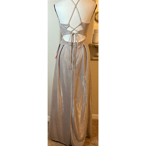 Crystal Doll Juniors Gold Sprakle A-Line Evening Gown Size 5 NEW - Picture 2 of 9